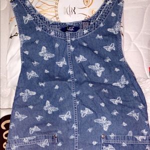 Jean dress with butterfly print🤍 🦋